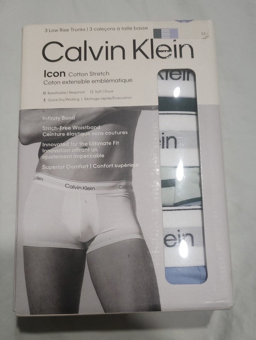Calvin Klein Low Rise Trunks - Multi Color, Light Blue (3-Pack) Men's Size M NWT